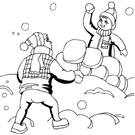 Snowball Fight To Color Coloring Page Printable Coloring Page For Kids