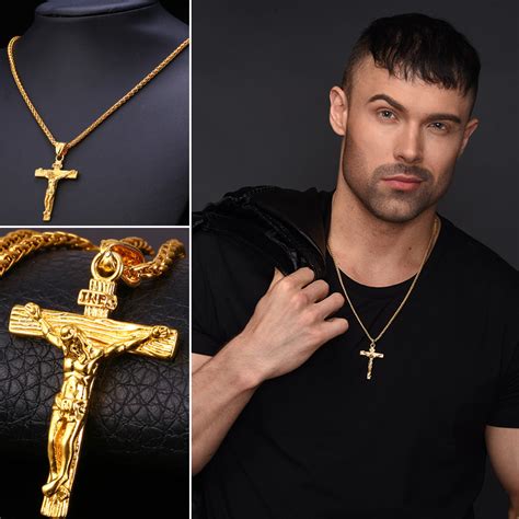 Jesus INRI Crucifix Cross Necklace Pendant And Chain Jewelry Cobra