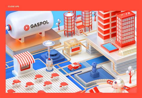 Gaspol On Behance Food Graphic Design 3d Isometric Petrol Station