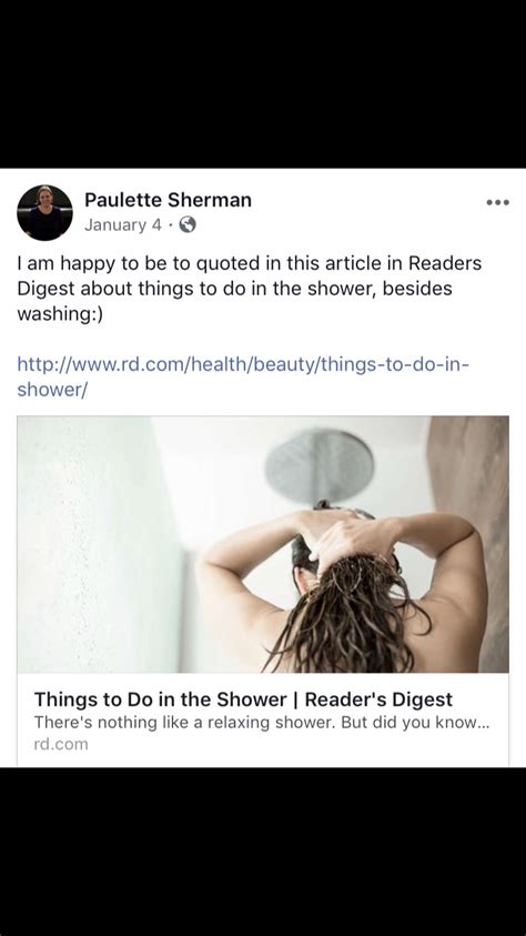 I Was Interviewed In This Article In Readers Digest About Things You Can Do In The Shower