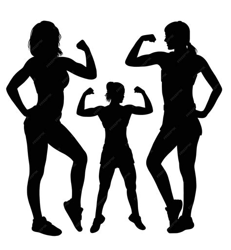 Premium Vector Silhouette Of Strong Woman Pose