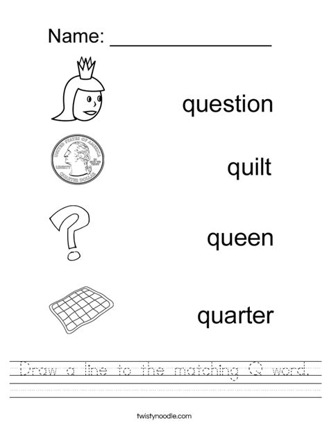 Tab stops in word help align lines and paragraphs. Draw a line to the matching Q word Worksheet - Twisty Noodle