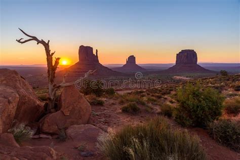Sunrise At Monument Valley Panorama Of The Mitten Buttes Seen From