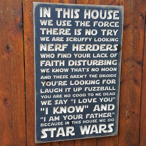 Custom Carved Wooden Sign Star Wars In This House We Etsy