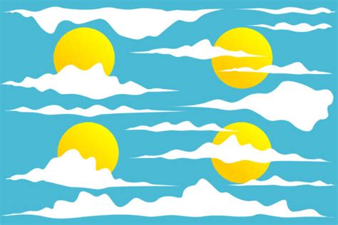 Set Of Sun And Cloud With Blue Sky Graphic By Edywiyonopp · Creative