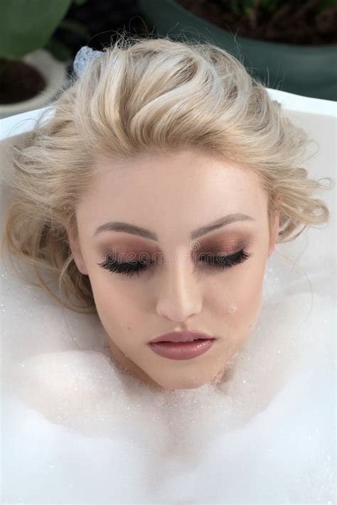 Beauty Portrait Of Woman In Bath Stock Image Image Of Female