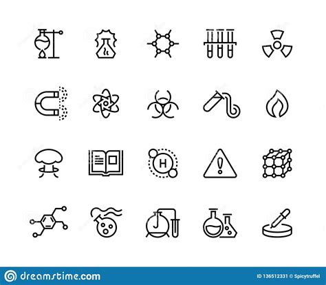 Chemical Line Icons Toxic Chemicals Laboratory Equipment Scientific