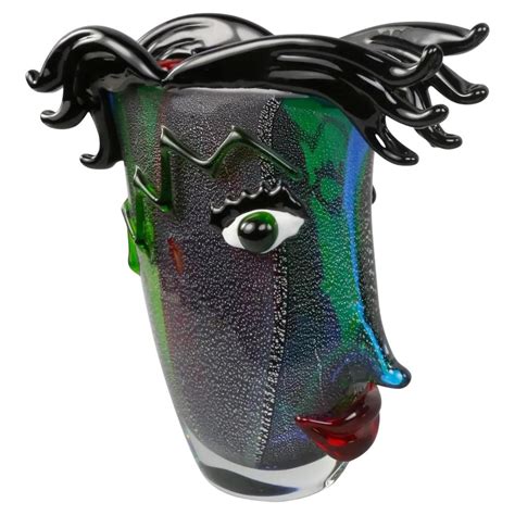 Vintage Murano Badioli Multicolored Picasso Style Abstract Glass Face Vase For Sale At 1stdibs