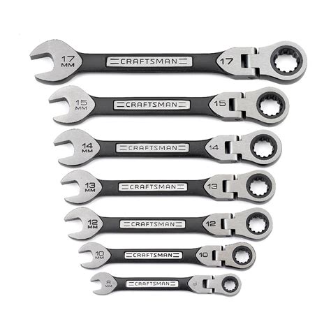Craftsman 7 Pc Metric Universal Flex Ratcheting Wrench Set