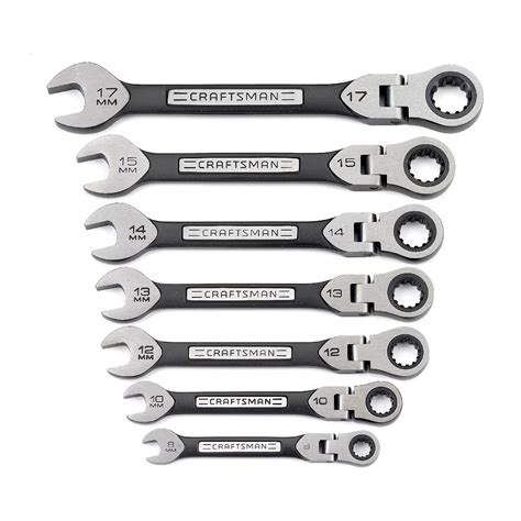 Crescent brand adjustable wrench 6 inch , 8 inch or 10 inch crestoloy caw. Craftsman 7 pc. Metric Universal Flex Ratcheting Wrench Set