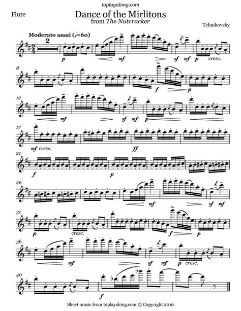 Dance Of The Mirlitons From The Nutcracker By Tchaikovsky Free Sheet