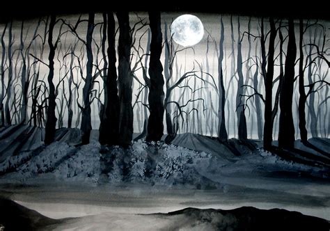 Forest At Night Painting At Explore Collection Of
