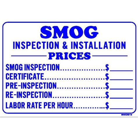 Smog Check Price Sign Smog3 Parts Queen