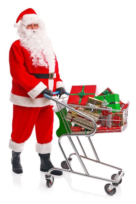 Santa Claus Doing His Christmas Shopping Stock Image Image Of Paper