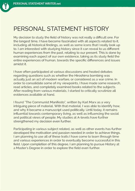 What To Include In Your Statement While Writing Your History Personal