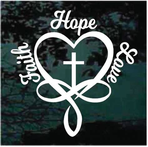 Faith Hope Love Heart Cross Decals