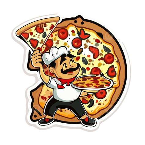 Pizza Cook Sticker With A Slice Of Pizza Clipart Vector Pizza Man