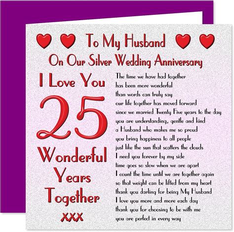 My Husband 25th Wedding Anniversary Card On Our Silver Anniversary