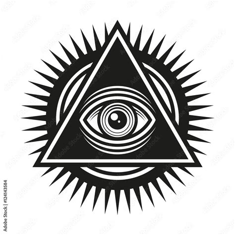 Masonic Symbol All Seeing Eye Inside Pyramid Triangle Icon Vector