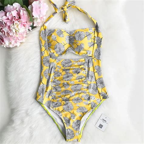 Cupshe Dandelion Love Print One Piece Swimsuit Backless Summer Sexy