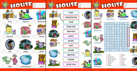 Parts Of A House Esl Printable Worksheets For Kids 1