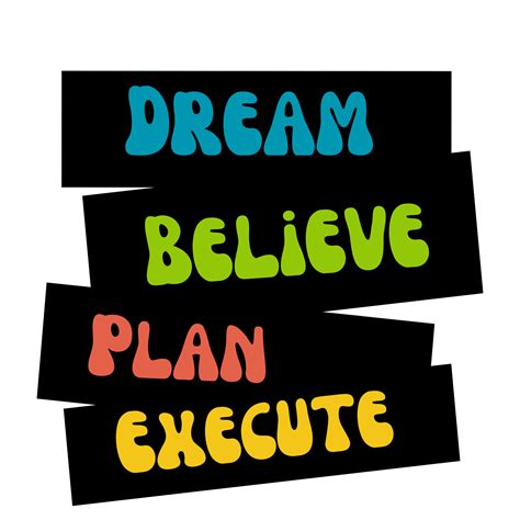Dream Believe Plan Execute Text Calligraphy Clipart Typography