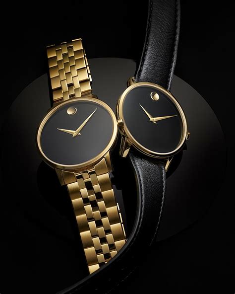 Movado Museum Classic Yellow Gold Tone Watch 40mm In Gold Black Gold