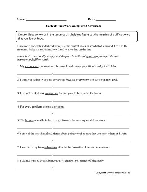 Free Printable 5th Grade Context Clues Worksheets Free Printable