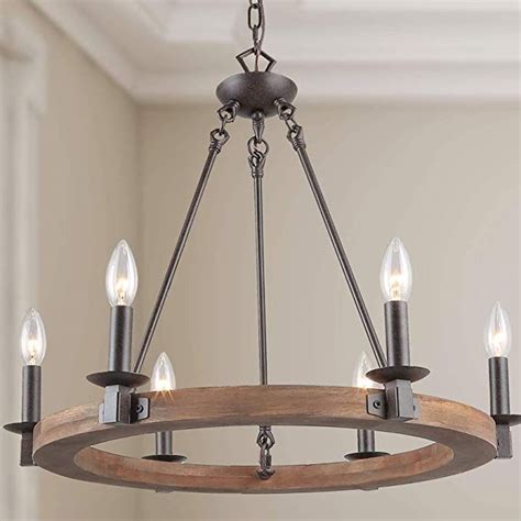 Lnc Farmhouse Chandeliers For Dining Room Wagon Wheel Chandelier 6