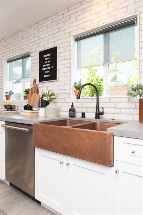 These free august calendars are.pdf or.jpg files that download and print on your printer. Modern White Kitchen with Copper Farmhouse Sink | HGTV