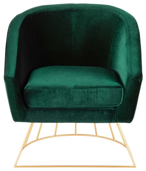 Lumisource Canary Tub Chair Gold Metal And Emerald Green Velvet