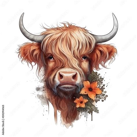 Floral Highland Cow Clip Art Highland Cow Face Clip Art Highland Cow