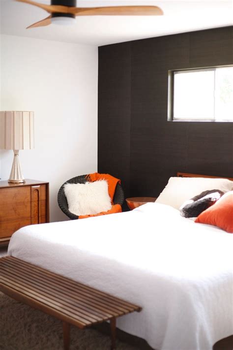 Decorative 3d tiles, wood (beadboard, planked), wallpaper, bricks points of interest ● mocha brown wall with framed decorative lattice panel ● 2 arched mirrors on accent wall ● cream tufted headboard with nailhead. BLACK GRASSCLOTH ACCENT WALL (and wallpaper primer talk ...