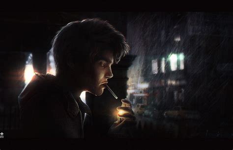 Sad Anime Boy Smoking