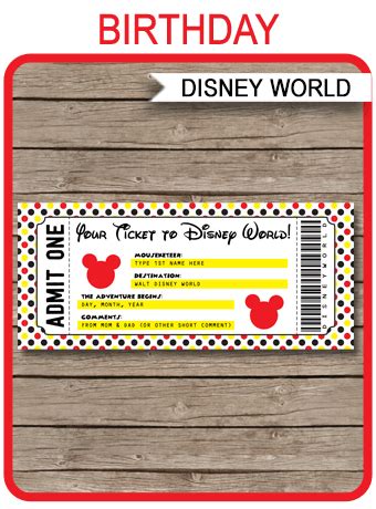 Apply for mbo's membership and enjoy 2 free movie tickets in your birthday month! Printable Ticket to Disney World | Walt Disney World ...