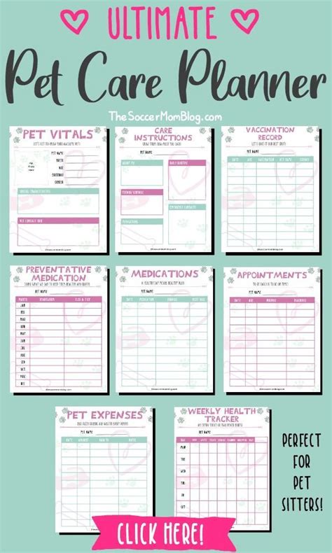 Pet Planner Printable Organizer For Dogs Cats Animals Shop Pet