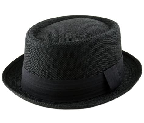 Mens Jute Hessian Pork Pie Hat In Black Taylor Hats