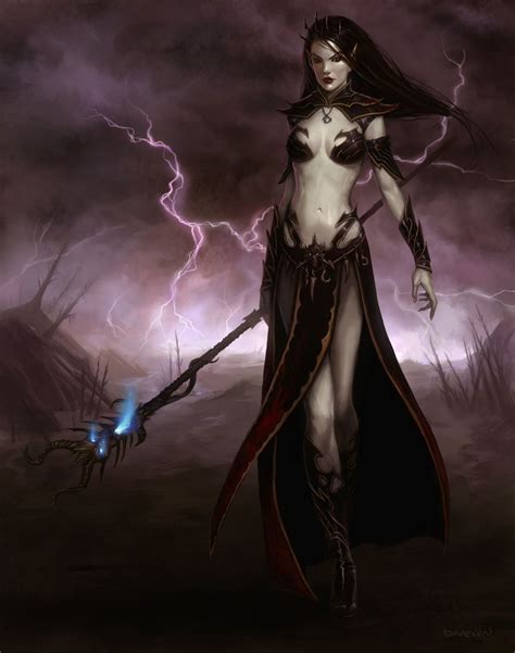 Warhammer Dark Elf Sorceress Elfe Noir Univers Fantastique De Warhammer Fille Fantaisie