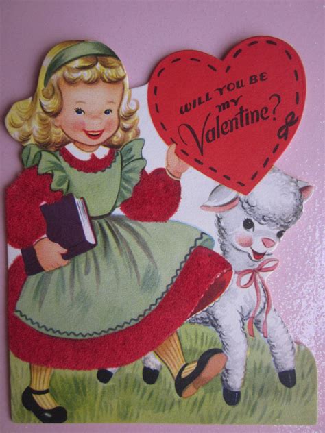 Vintage Whitmans Valentines Day Card 1950s Sweet Blond Girl With