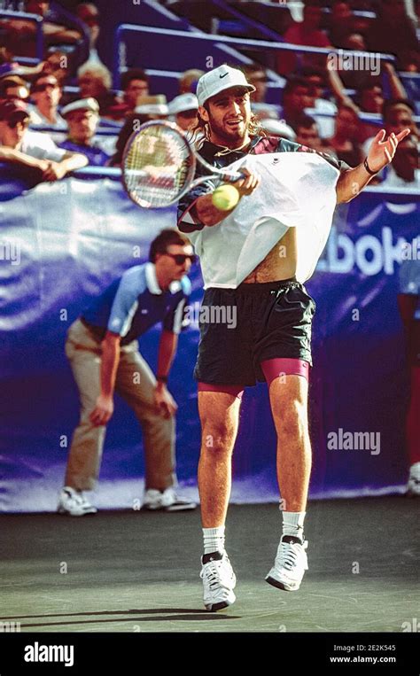 Andre Agassi Usa Competing At The 1992 Us Open Tennis Championships