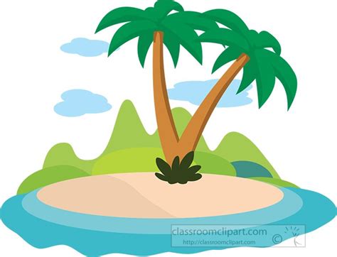 Trees Clipart Two Palm Tree On Small Island Clipart Classroom Clipart