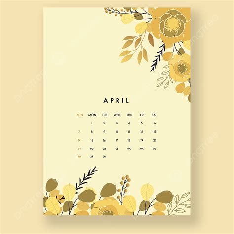 2024 Calendar Month Yellow Flower Template Template Download On Pngtree