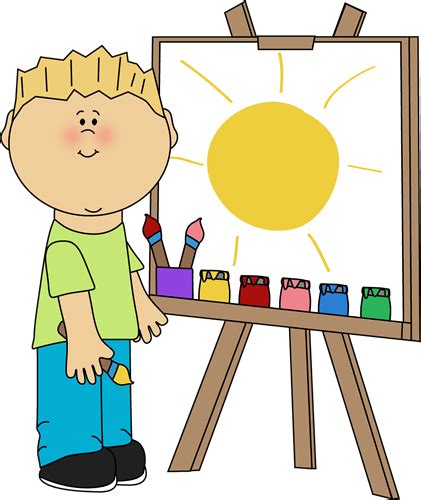 Boy Painting On An Easel Clip Art Boy Painting On An Easel Image