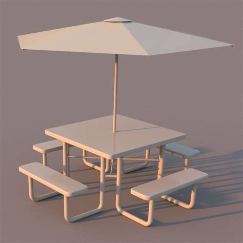 Metric dining tableset with dim & material parameters and dimension guide. Four Side Picnic Table With Umbrella | Revit Family ...