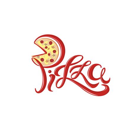 Pizza Decorative Lettering Logo Delicious Postcard Ketchup
