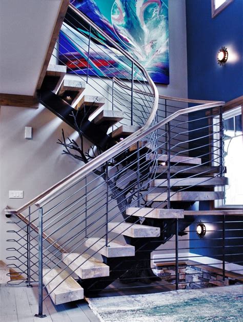 Tree Stair Floating Curved Staircase Great Lakes Metal Fabrication