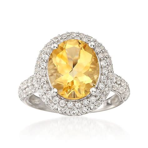 430 Carat Citrine Ring With 110 Ct Tw White Sapphires In Sterling