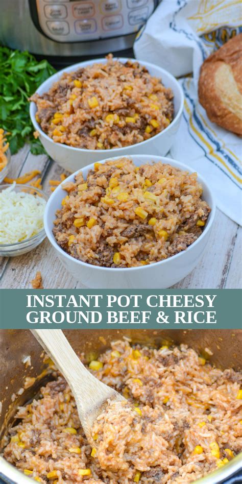Season with salt and cracked black pepper. Instant Pot Cheesy Ground Beef & Rice | Recipe (With ...