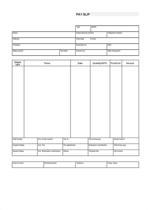 Printable Blank Pay Stub Template Printable Templates