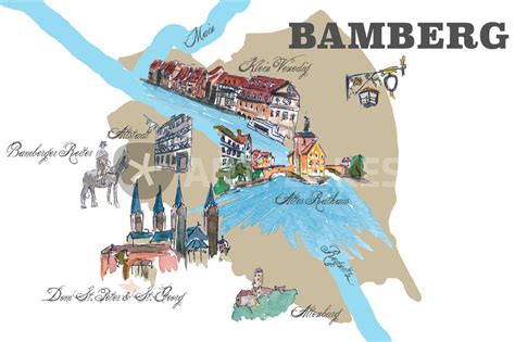 Click full screen icon to open full mode. "Bamberg Karte mit touristischen Top Ten Highlights" Mixed ...